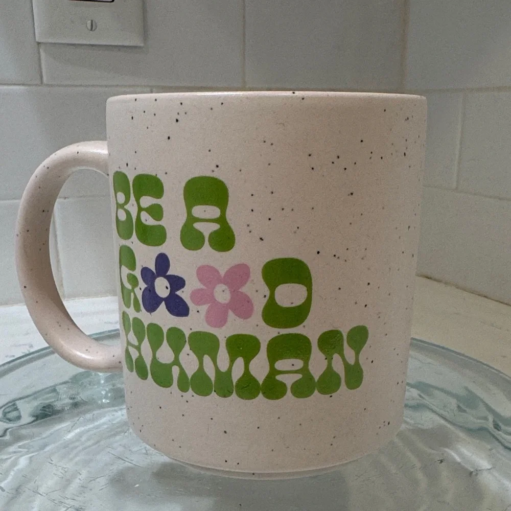 Speckled Ceramic Mug - Be a Good Human - Cream
